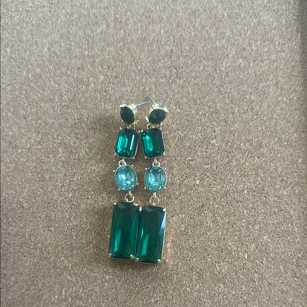Elegant Green and Blue Drop Earrings